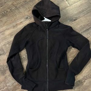 Lululemon black, hooded, zip up jacket